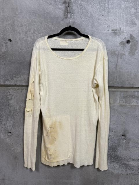 Greg Lauren Greg Lauren Runway SS16 Linen Distressed Long Sleeve Tee