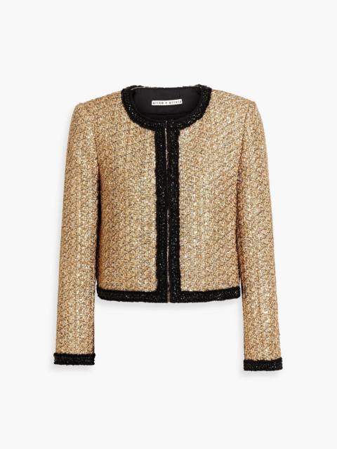Alice + Olivia Landon embellished metallic tweed jacket