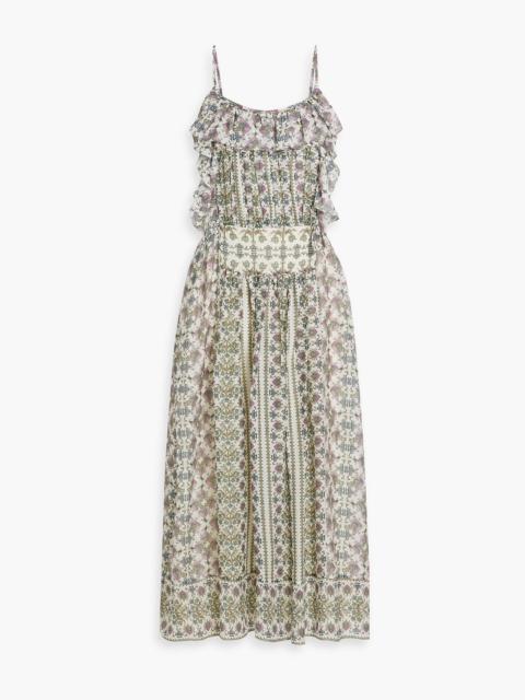 Isabel Marant Macha ruffled printed silk-jacquard midi dress
