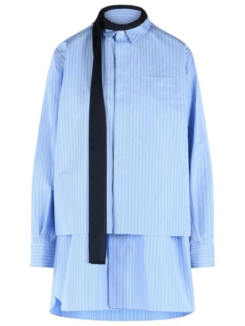 sacai Sacai Cotton Blend Mini Dress Light Blue Women