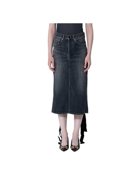 BALENCIAGA Balenciaga Stonewashed Cotton Lace-Up Midi Skirt
