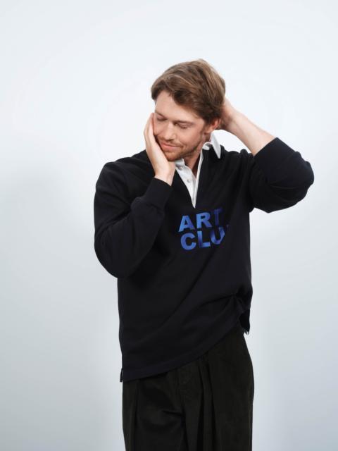 JW Anderson 'ART CLUB' RUGBY POLO TOP IN WASHED BLACK