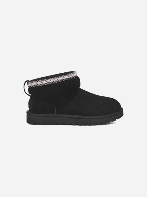 UGG ® Women's Classic Ultra Mini Maxi Curly Sheepskin/Suede/Recycled Materials Classic Boots in Black