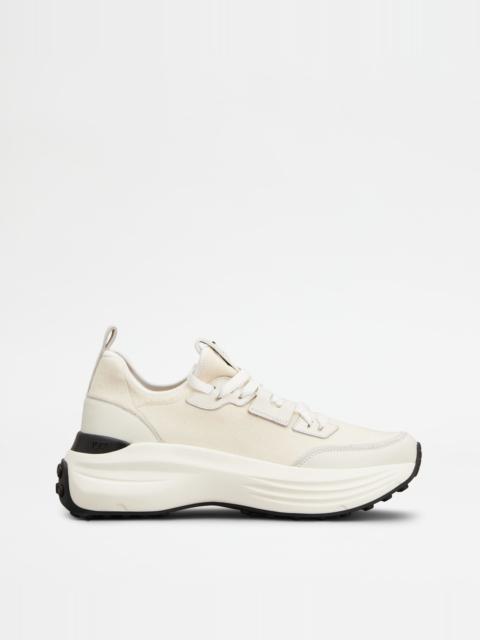 Tod's SNEAKERS IN FABRIC AND LEATHER - OFF WHITE