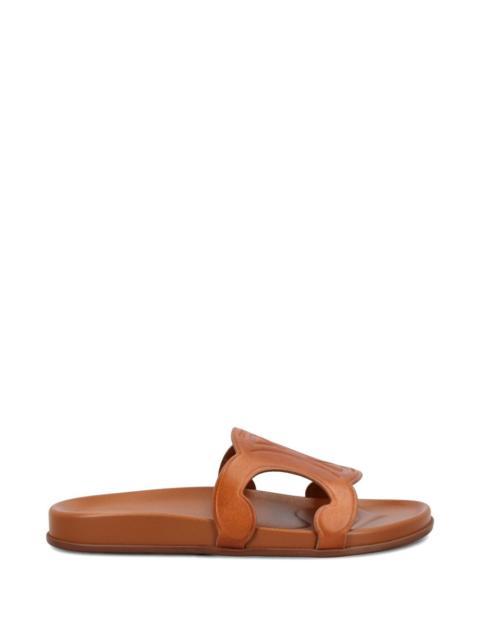 CELINE Celine Women Triomphe Suede Leather Slides