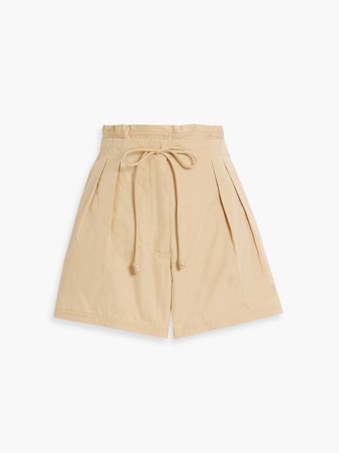 ULLA JOHNSON Camryn pleated cotton-poplin shorts