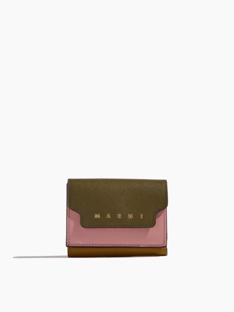 Marni Tri-Fold Wallet in Deep Sage/Misty Rose/Light Curry