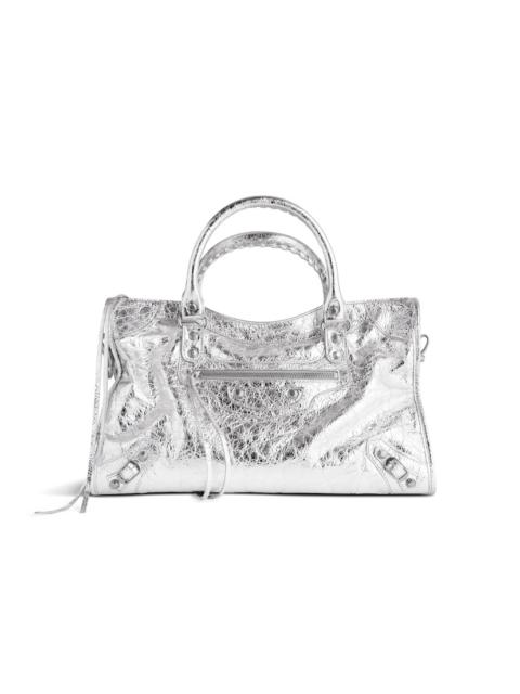 BALENCIAGA Women's Le City Medium Bag Metallized in Silver