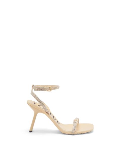 Petal sandal in suede and allover strass