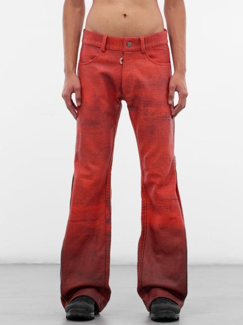 CHARLIE CONSTANTINOU Silk Bonded Leather Zip Flare Trousers