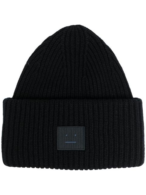 Acne Studios Face patch ribbed beanie