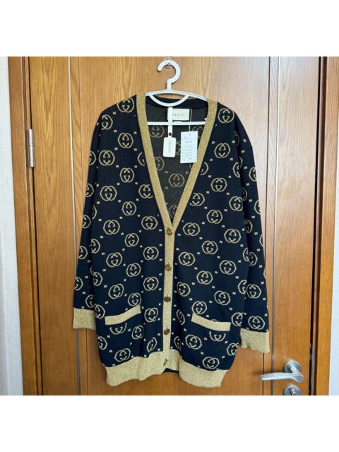 GUCCI Gucci Black Gold Double G All-Over Print Cardigan
