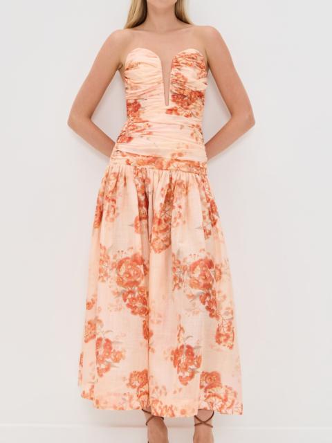 Zimmermann Cascadian Strapless Midi Dress