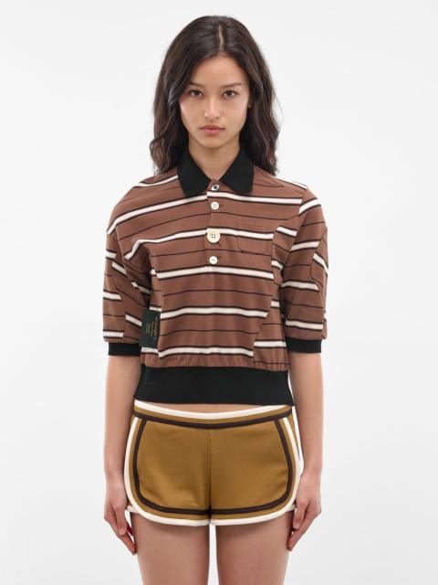 UNDERCOVER Brown Striped Knit Pique Polo