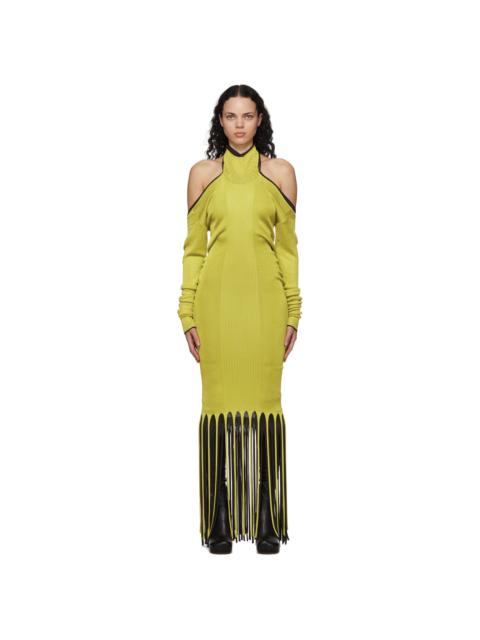 Bottega Veneta Green & Brown Viscose Twist Fringe Dress
