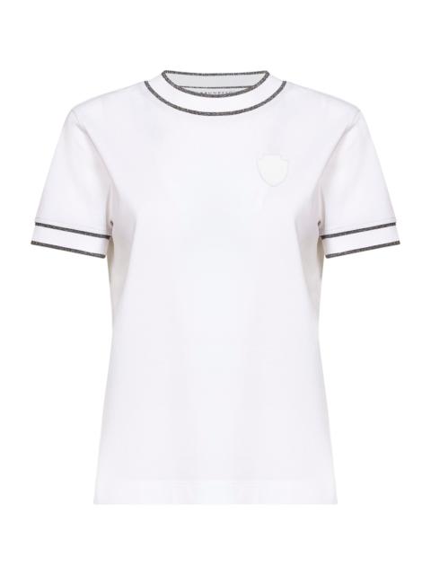 Brunello Cucinelli Brunello Cucinelli Women White Stretch Cotton Piqué Logo T-Shirt