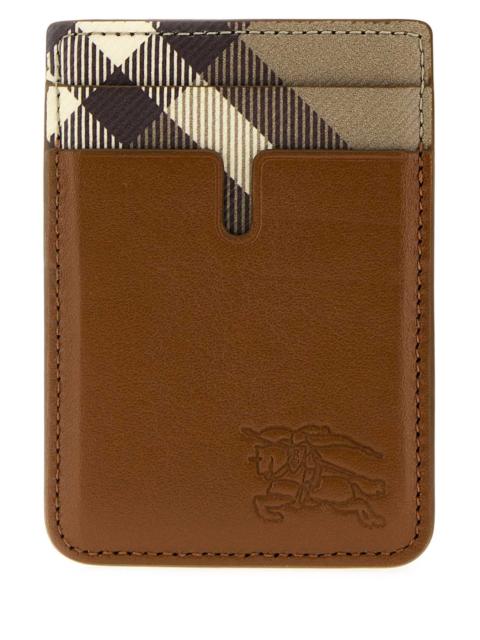 Burberry Burberry Men Brown Leather Pop Check Card Holder
