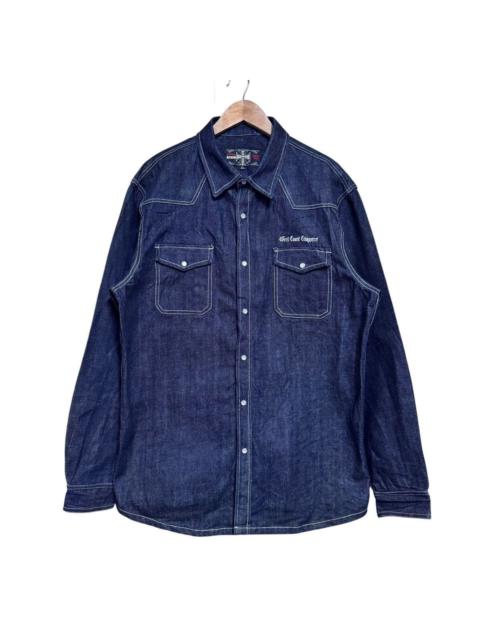 Other Designers West Coast Choppers Pearl Snap Western Denim Shirt Heavy