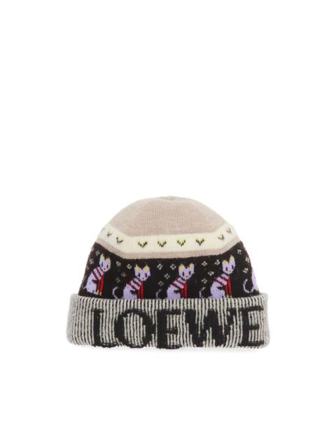 Loewe cat-motif logo beanie