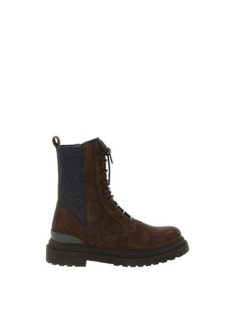 Brunello Cucinelli BRUNELLO CUCINELLI $2200 Espresso Suede Knit Boots New & Aut