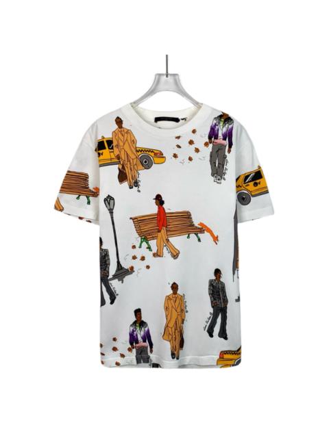 Louis Vuitton Louis Vuitton White Print Cotton Crew Neck Short Sleeve T-Shirt