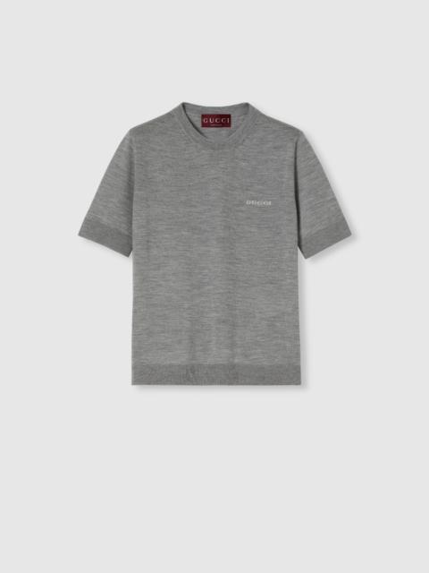 GUCCI Cashmere silk top with intarsia