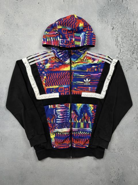 adidas Vintage Adidas Firebird Hooded Track Jacket Glitch Print y2k