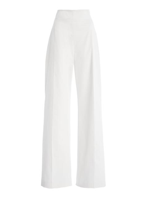CAROLINA HERRERA Stretch-Cotton Wide-Leg Pants white