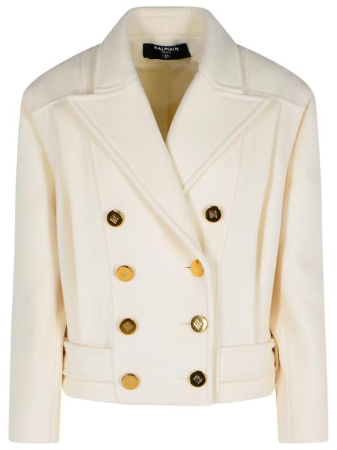 Balmain Balmain Short 'CABAN' Virgin Wool Cashmere Jacket White