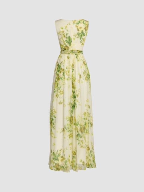 Erdem FLORAL PRINT SILK CREPONNE SLEEVELESS GOWN