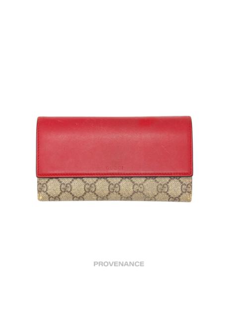 Gucci Snap Long Wallet - GG Supreme Red Pink