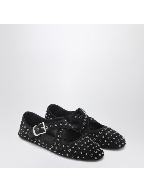 Alaïa Alaia Flat Ballerinas In Suede With Crossed Straps And Eyelets Women