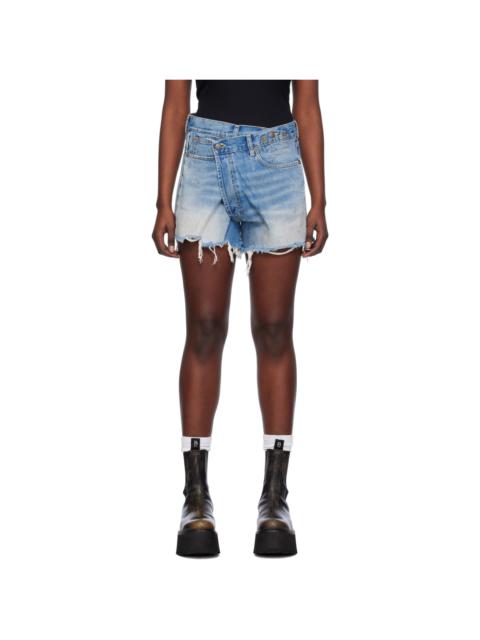 R13 SSENSE Exclusive Blue Crossover Denim Shorts