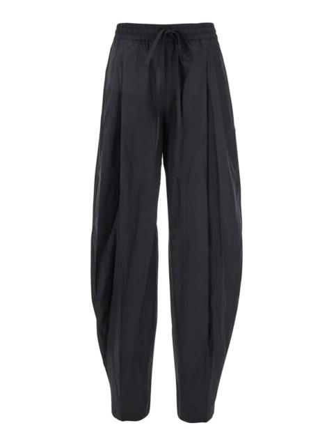 THE ANDAMANE - The Andamane Women Black Pants With Cannon Pleats And Elastic Waist With Drawstring In Cotton Blend 