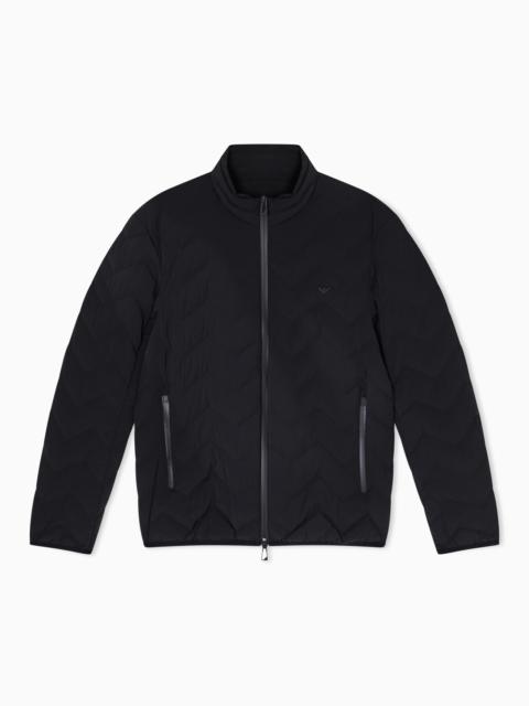 EMPORIO ARMANI WATER REPELLENT CHEVRON QUILTED DOWN JACKET IN NYLON SPANDEX