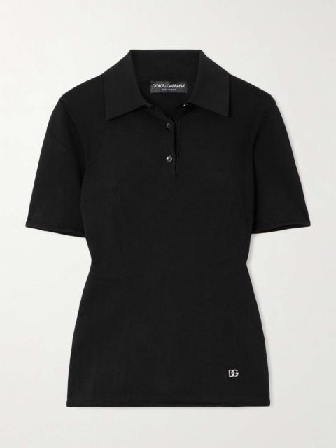 Appliquéd jersey polo shirt