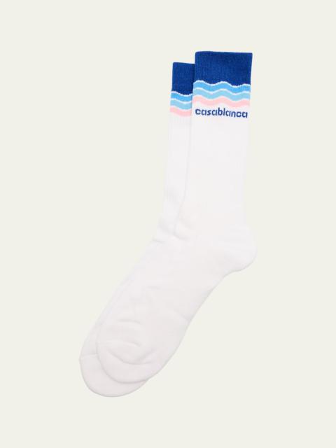 CASABLANCA Men's Stripe Logo Crew Socks