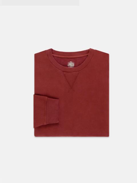J. PRESS DARK RED COTTON CREWNECK SWEATSHIRT