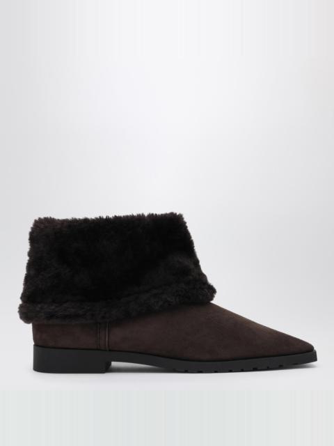 TOTEME Brown suede and shearling ankle boots