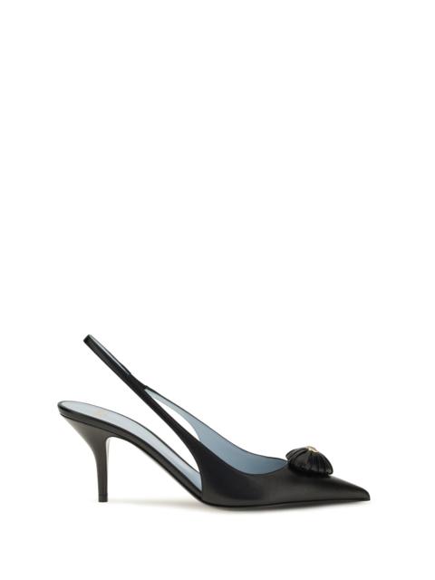 Valentino Valentino Garavani Coeur Royal Slingback Leather Pumps Black