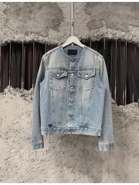 Prada Prada Blue Denim Collarless Jacket