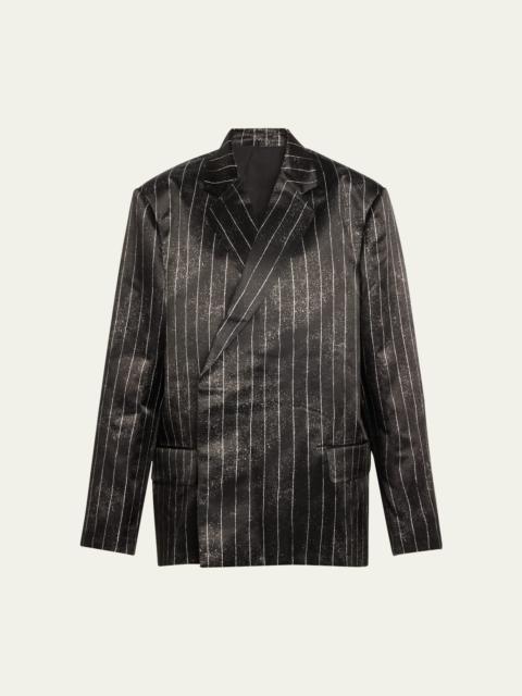 Satin Tailored Jacket Printed Pinstripes