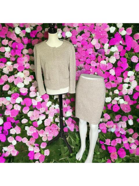 Other Designers Ann Taylor 2 Piece Wool Taupe Metallic Pink Jacket & Skirt Suit 6 M