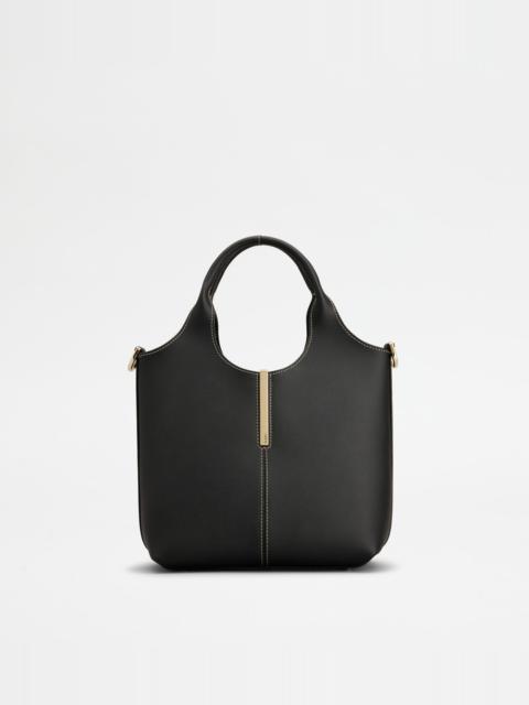 Tod's TOTE SHOPPING BAG IN LEATHER MINI - BLACK