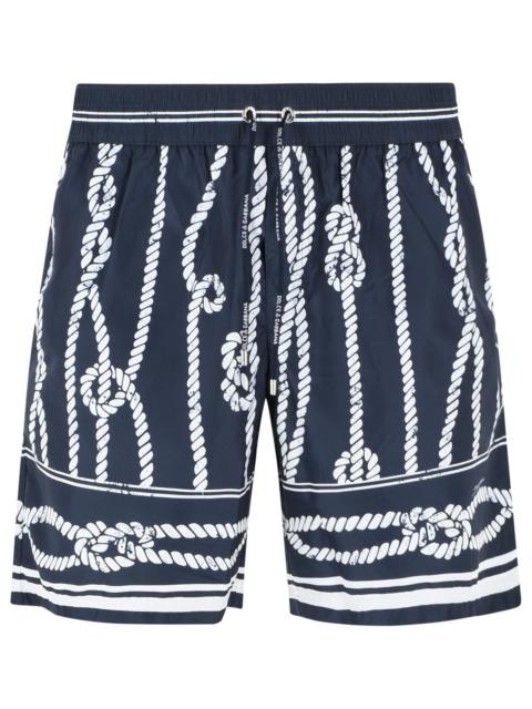 Dolce & Gabbana Dolce & Gabbana 'Corde' Navy Polyester Swimsuit Men
