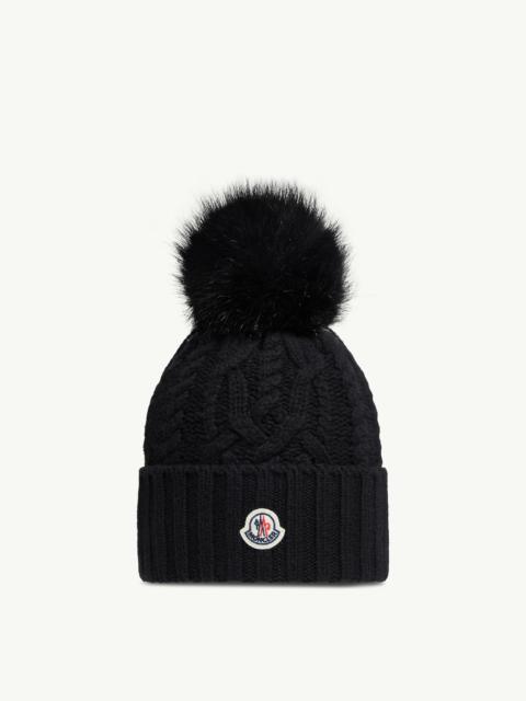 Moncler Cashmere Blend Beanie with Pom Pom