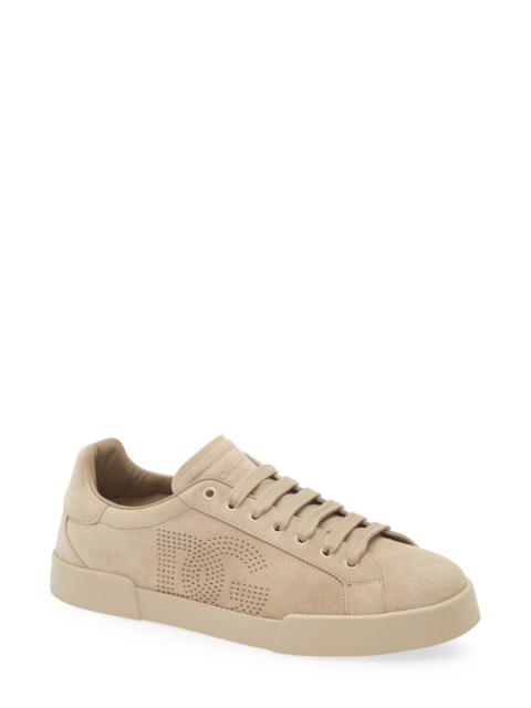 Dolce & Gabbana Dolce&Gabbana Perforated Logo Low Top Sneaker in 80703-Sabbia at Nordstrom
