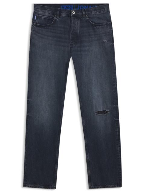 HUGO REGULAR-FIT JEANS IN DARK-BLUE DENIM