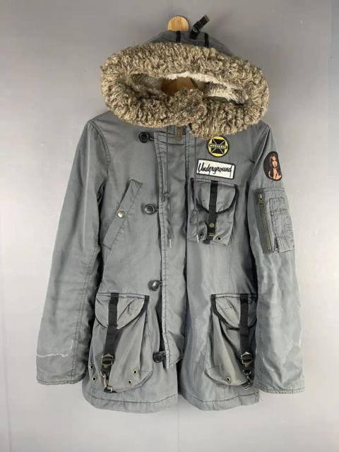 Other Designers Hysteric Glamour × Le Grande Bleu (L.G.B.) × Vintage - Vtg Hysteric Glamour Multipocket Faux Fur Hoodie Jacket