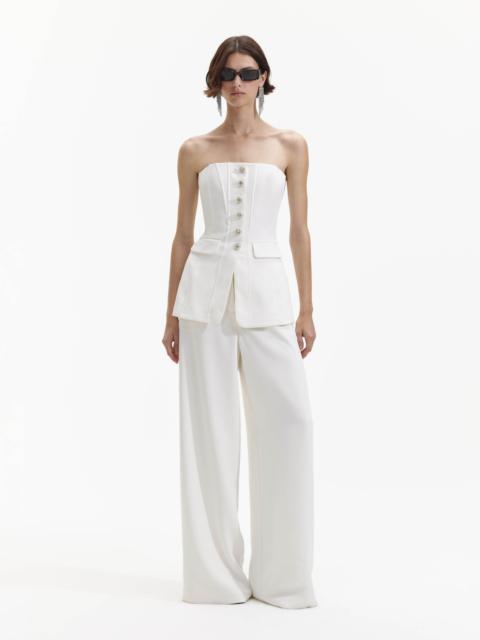 self-portrait White Bandeau Crepe Jumpsuit